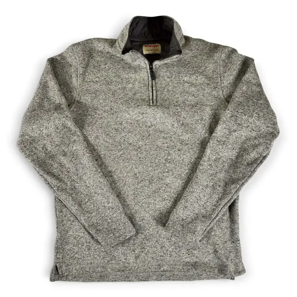 Wrangler Authentics Men's Quarter-Zip Gray Fleece Pullover